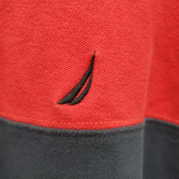 Nautica Men's Y2K Red White Blue Colorblock All Cotton Preppy SS Polo Shirt‎ XL - Picture 3 of 7